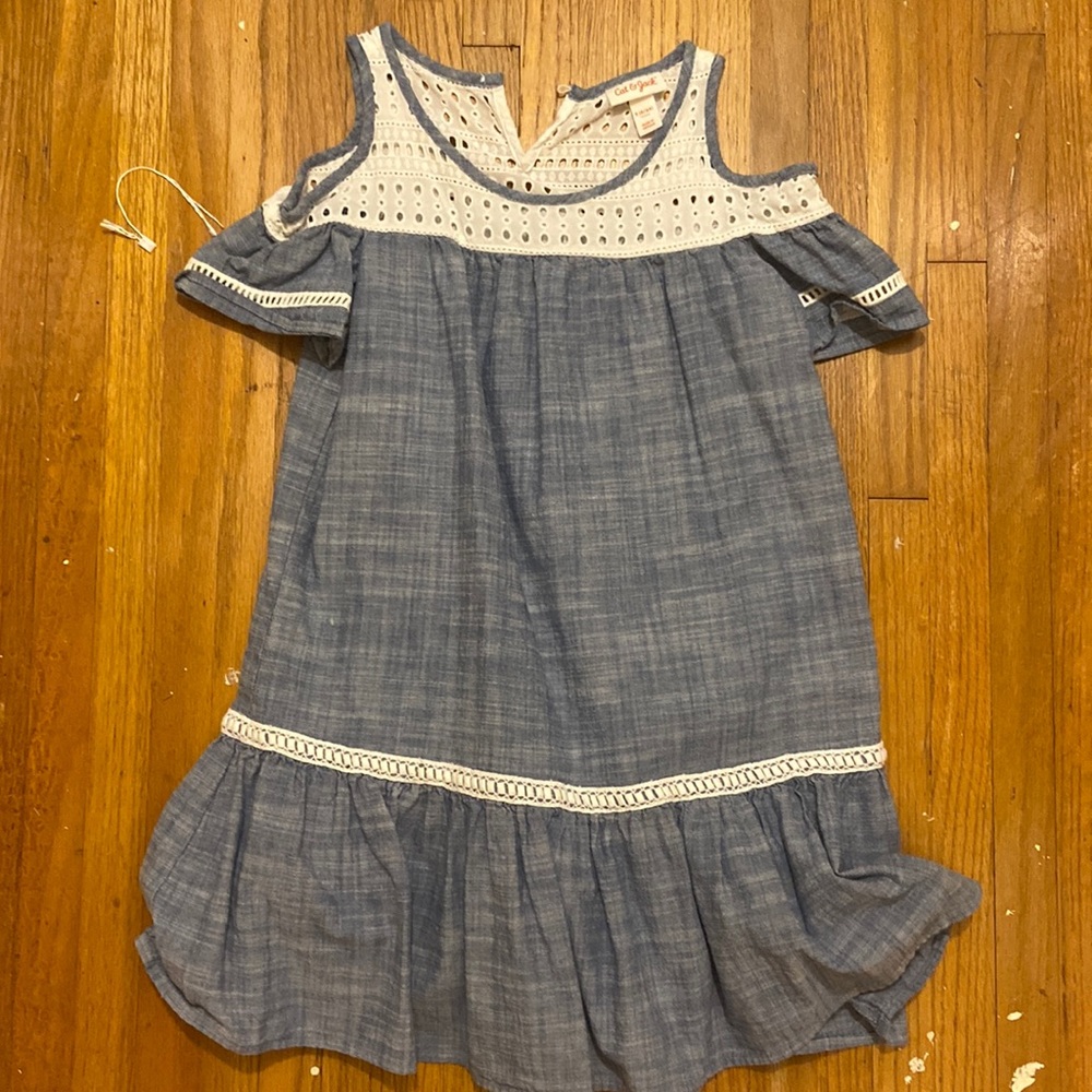 This is a jeans/cloth dress very comfortable and meant for a small child